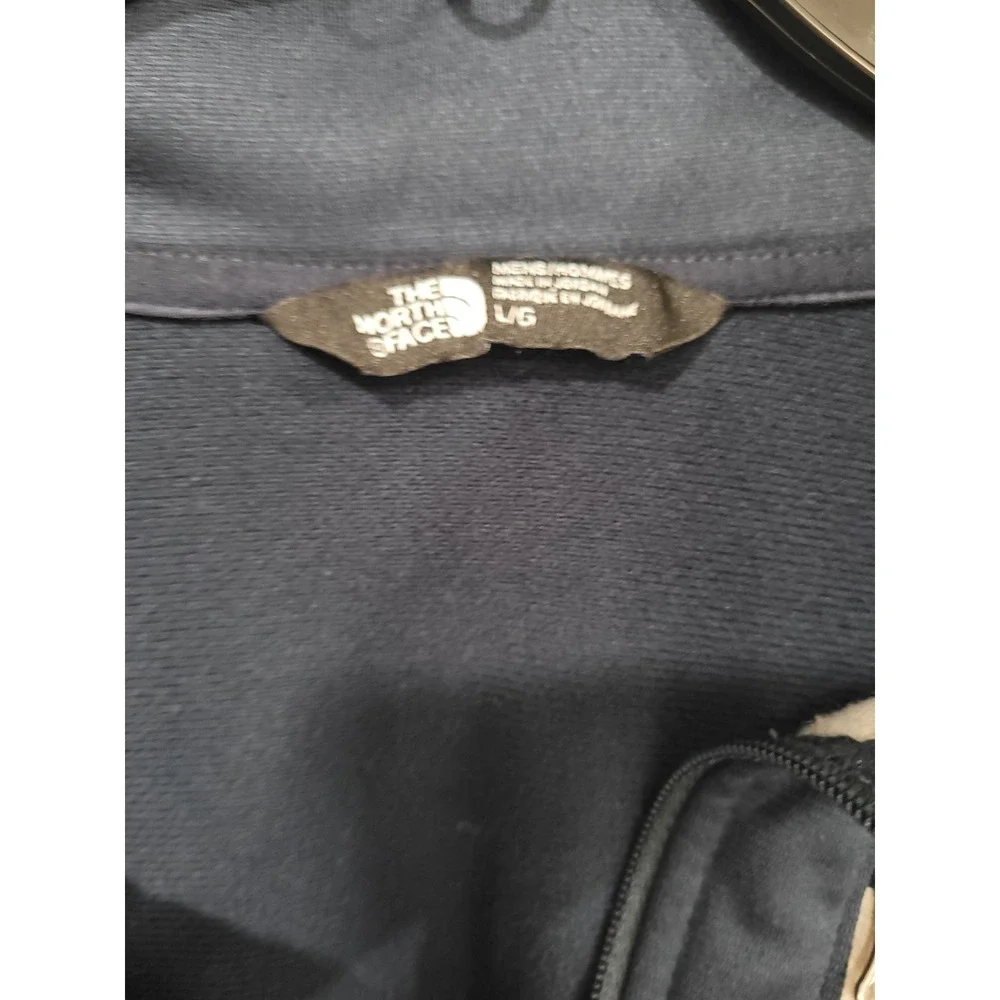 The North Face Mens Quarter Zip Pullover Navy Blue Camo Fleece‎ Lined Large #23